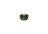 IX Cushion Marble Gold Plated Signet Ring