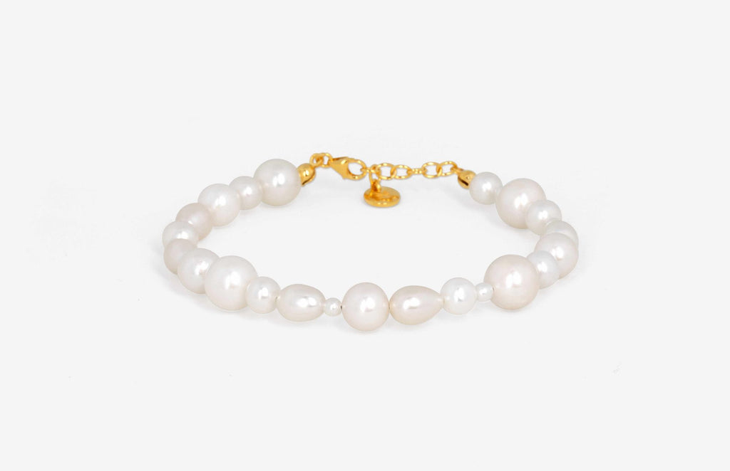 IX Penelope 22K Gold Plated Bracelet w. Pearls
