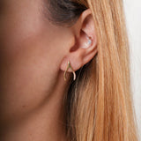 Wishbone Semi Paved mono 18K Gold Earring w. Lab-Grown Diamonds