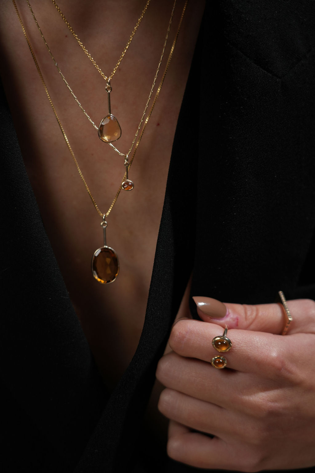 The Duo Miel Vermeil Ring w. Quartz