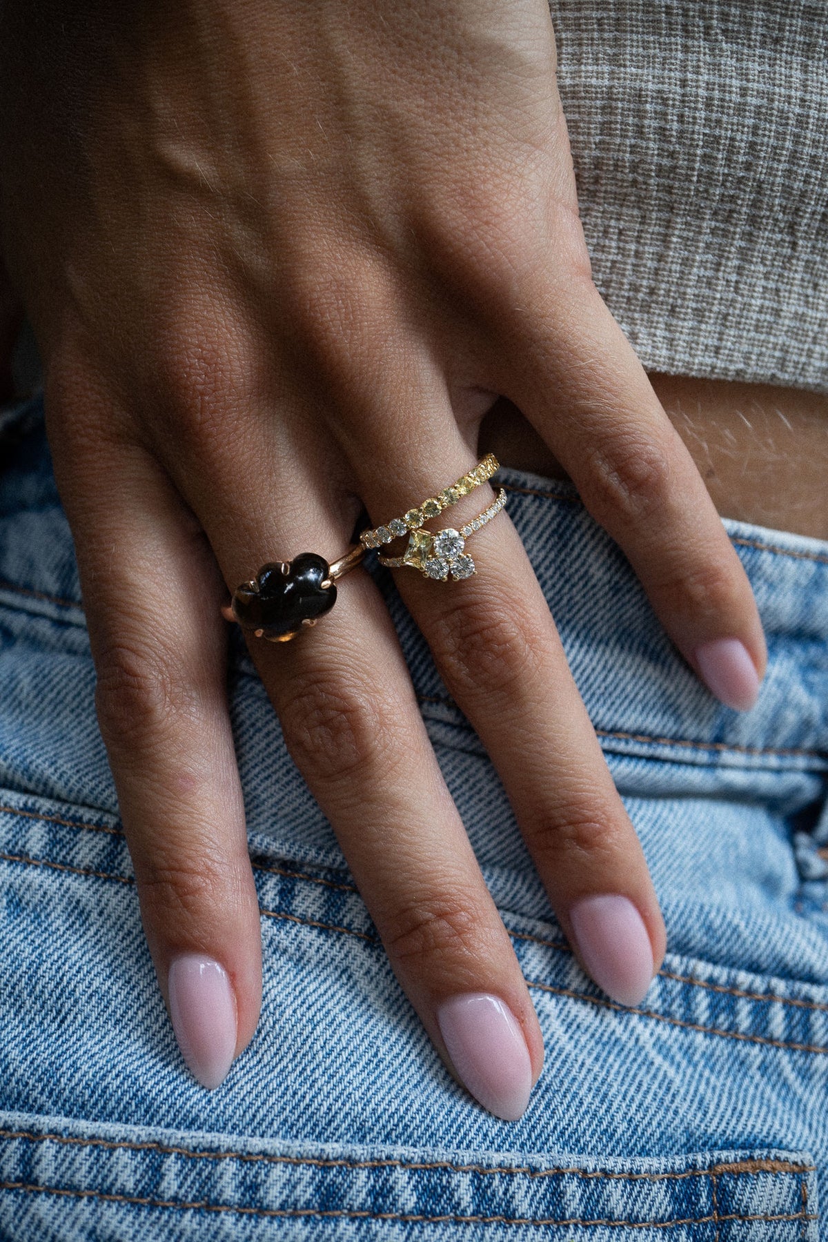 Cloud 18K Whitegold Ring w. Smokey Quartz