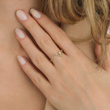 Sonia Wave 18K Gold Ring w. White Diamonds