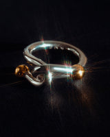 Falcate Rhodium plated Silver Ring