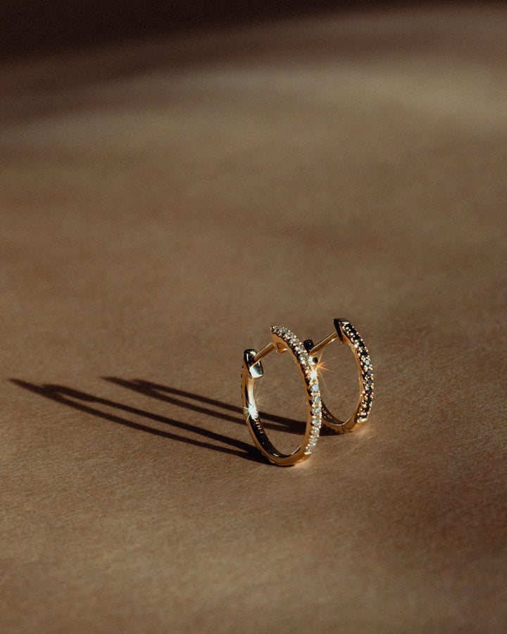 16 mm 14k Guld Hoops m. Diamanter