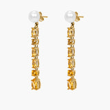 MALKA 9k Gold Earrings w. Citrins & Pearls