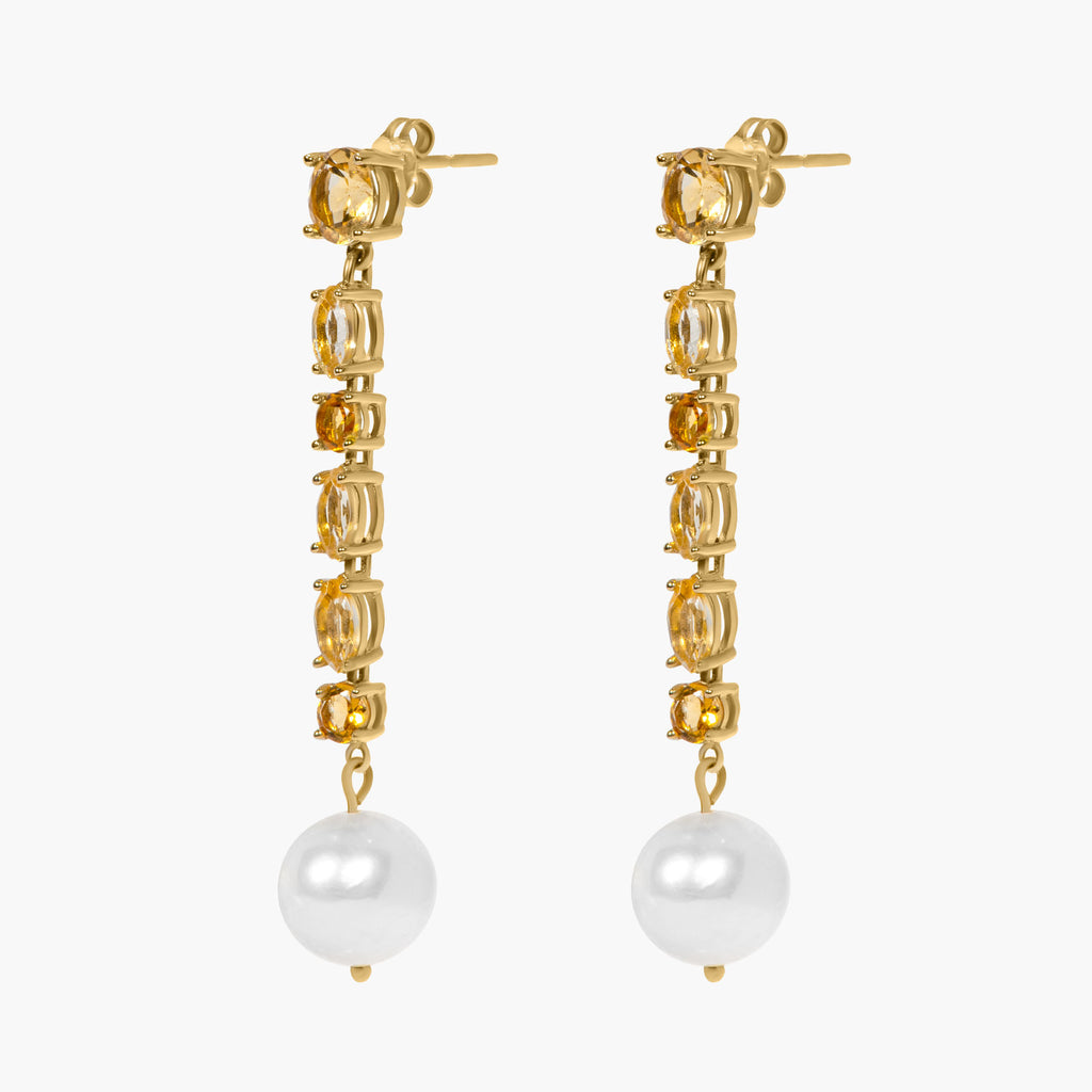 NOYA 9k Gold Earrings w. Citrins & Pearls