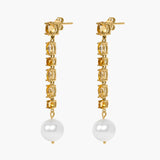 NOYA 9k Gold Earrings w. Citrins & Pearls
