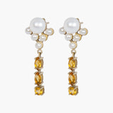 RONI 9k Gold Earrings w. Citrins & Pearl