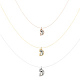 Alphabet 18K Gold, Rosegold or Whitegold Inital D Pendant w. Solitaire Lab-Grown Diamond