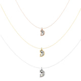 Alphabet 18K Gold, Rosegold or Whitegold Inital D Pendant w. Solitaire Lab-Grown Diamond