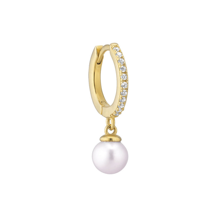 Damona 18K Gold plattiert Huggie W. Perle & Zirkonia