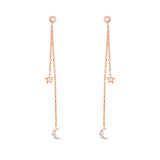 Dancing Celestial Duo 18K Rose Gold Earring w. Diamonds