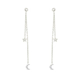 Dancing Celestial Duo 18K White Gold Earring w. Diamonds