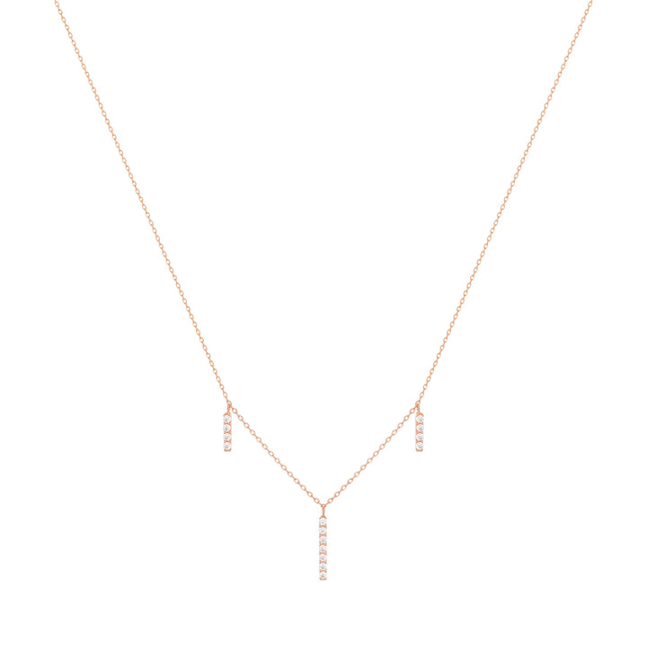 Dinglende bar 18k rose Guld Halskæde m. Diamanter