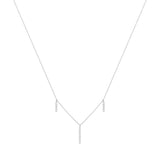 Dangling Bar 18K White Gold Necklace w. Diamonds