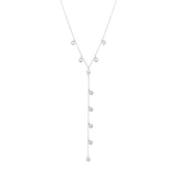 Dangling Chain 18K White Gold Necklace w. Diamonds