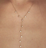 Dangling Chain 18K Rose Gold Necklace w. Diamonds
