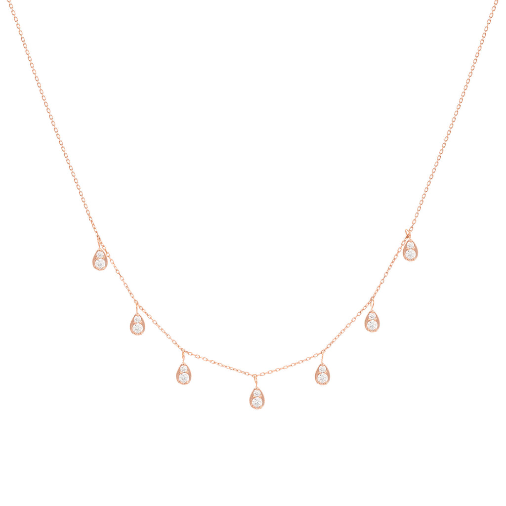 Baumelnde Birne 18K Roségold Halskette w. Diamanten