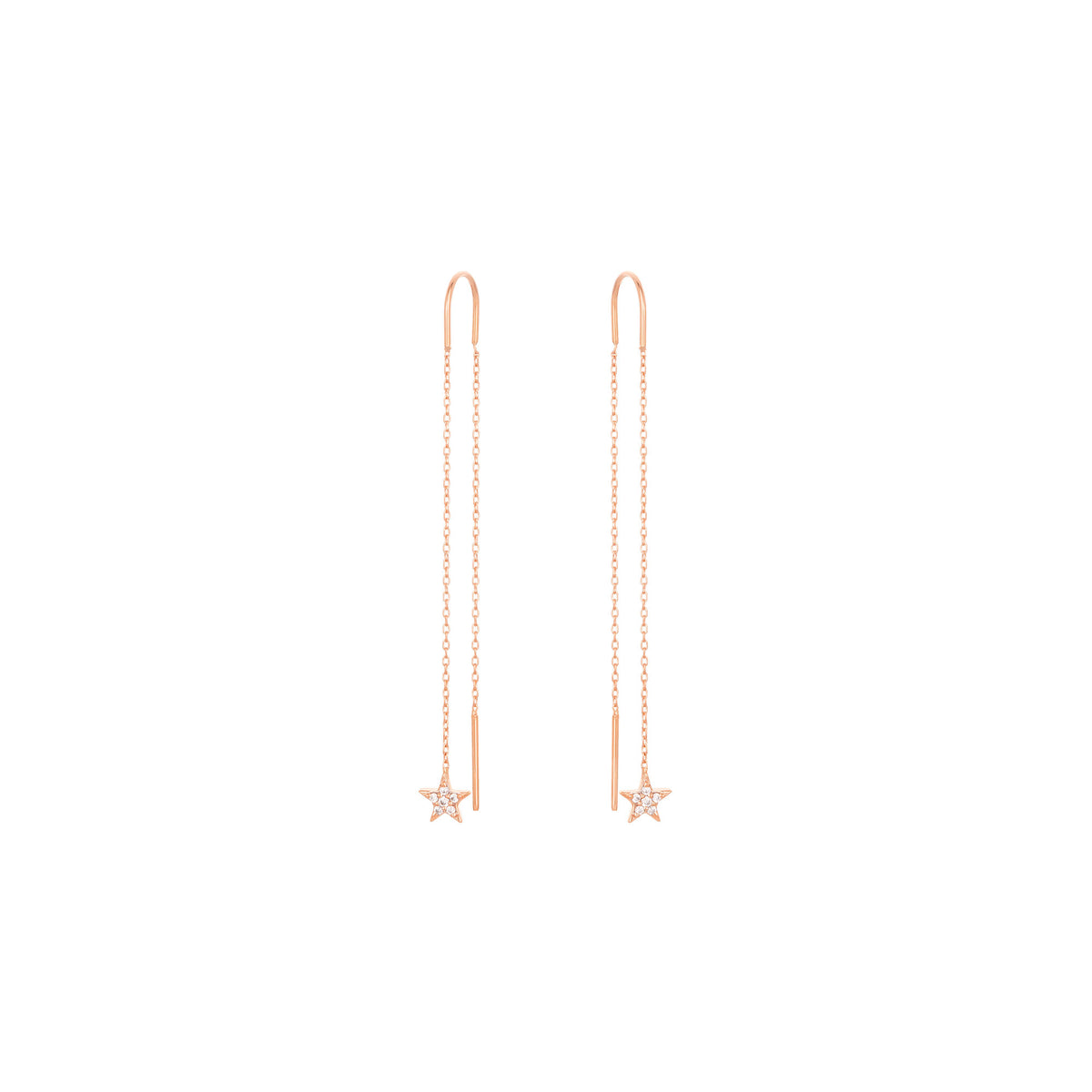 Dangling Star 18K Rose Gold Earring w. Diamond