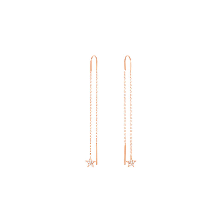 Dangling Star 18K Rose Gold Earring w. Diamond