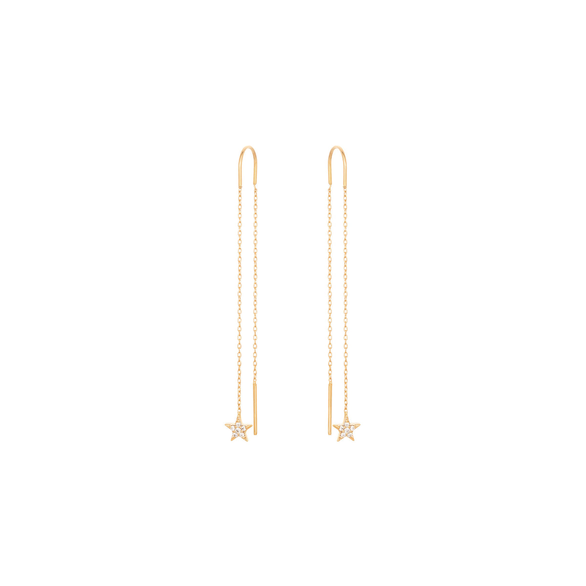 Dangling Star 18K Gold Earring w. Diamond