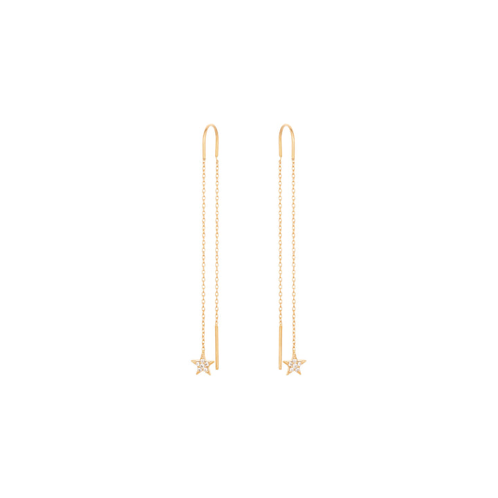 Dangling Star 18K Gold Earring w. Diamond