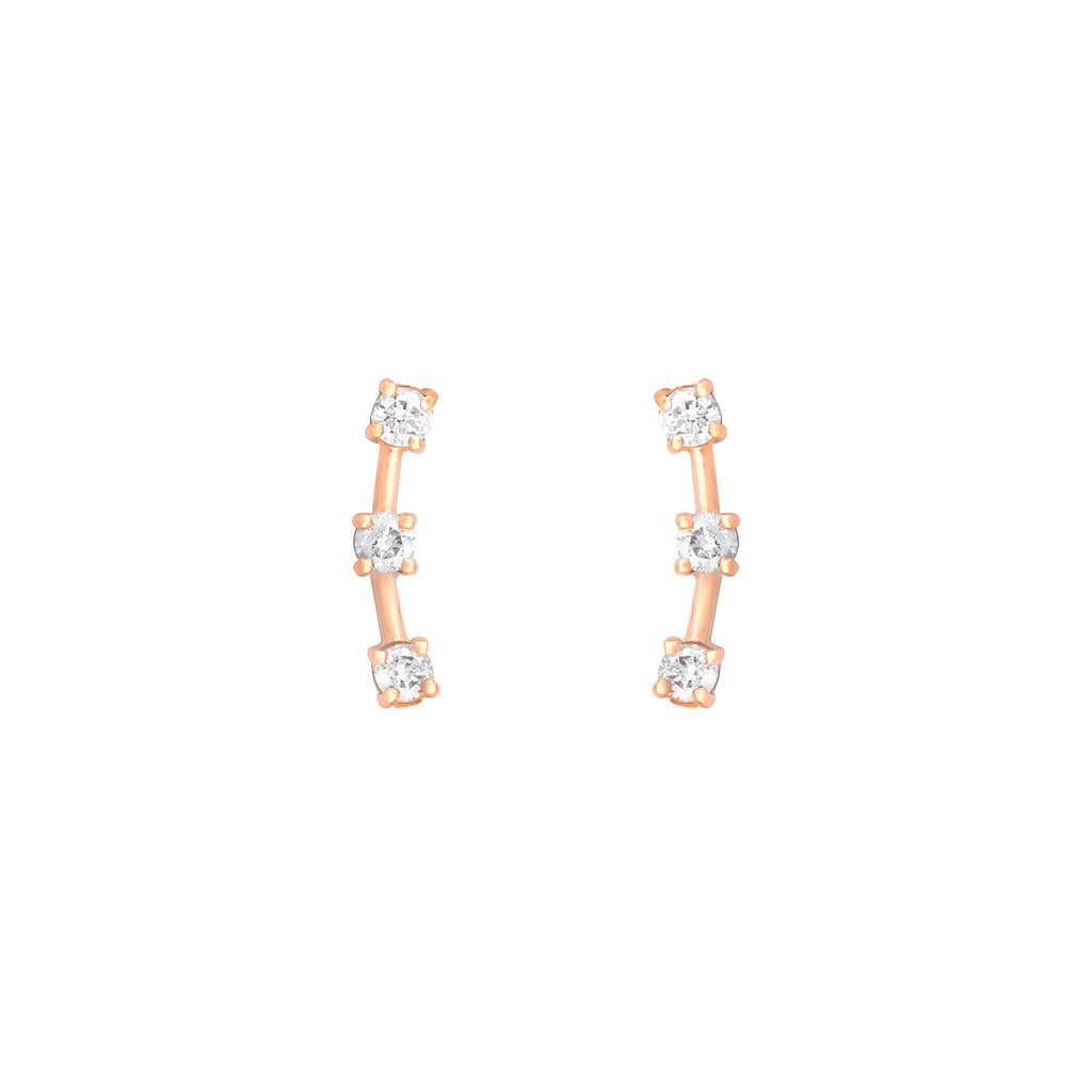 3 stenklatrer 18k rose Guld Ørestik m. Diamant