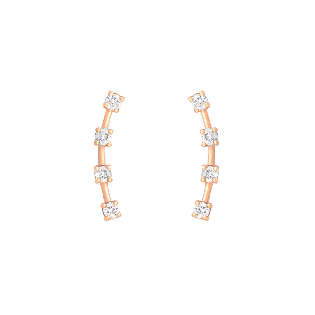 4 stenklatrer 18k rose Guld Ørestik m. Diamant