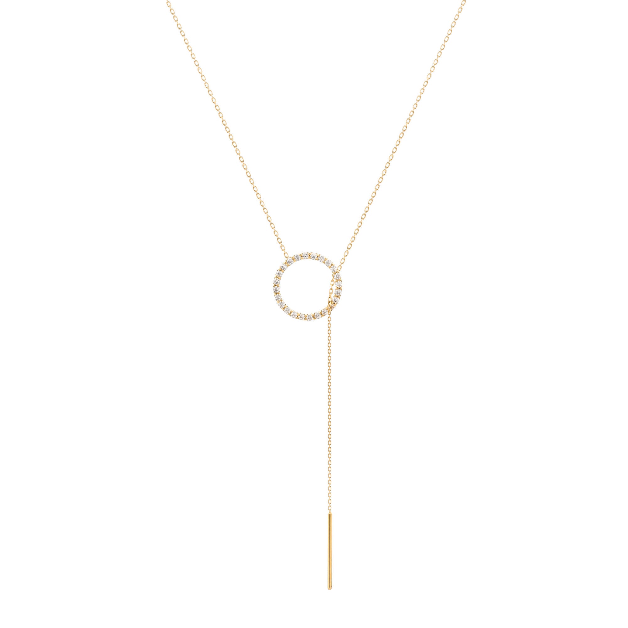 Diamonds Lariat 18K Gold Necklace w. Diamonds