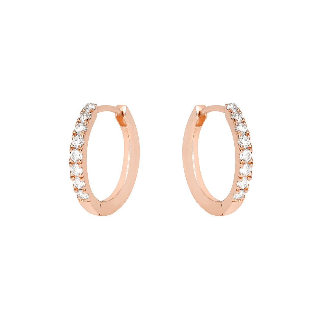 Pave Huggie 18k Rose Guld Huggie m. Diamanter