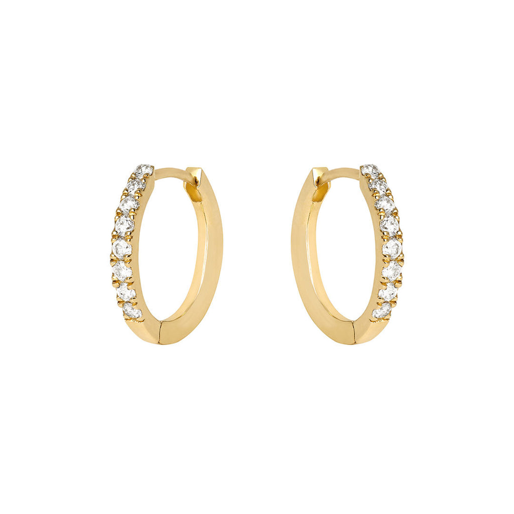 Pave Huggie 18K Gold Huggie w. Diamonds