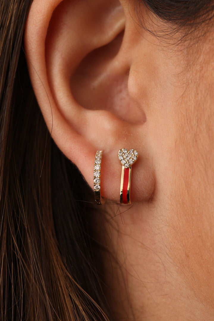 Pavé Huggie Huggie aus 18K Gold mit Diamant
