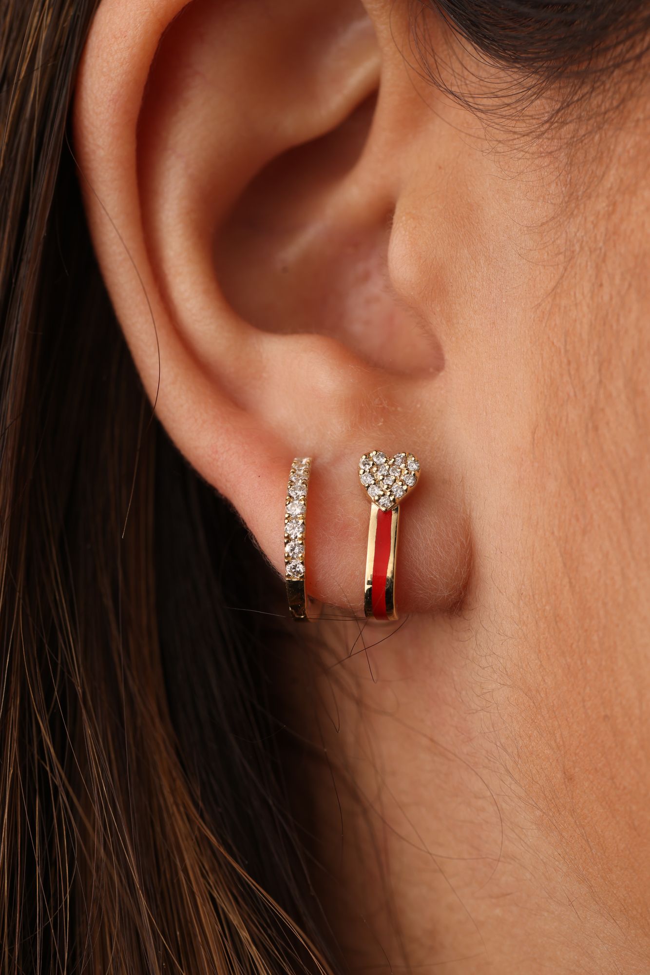 Pave Huggie 18k Rose Guld Huggie m. Diamanter