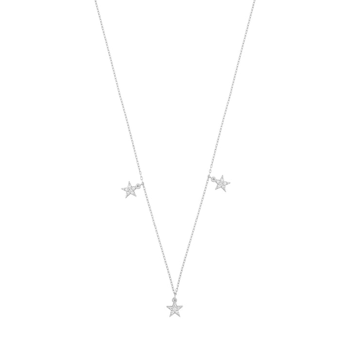 Stern 18K Weißgold Halskette w. Diamanten