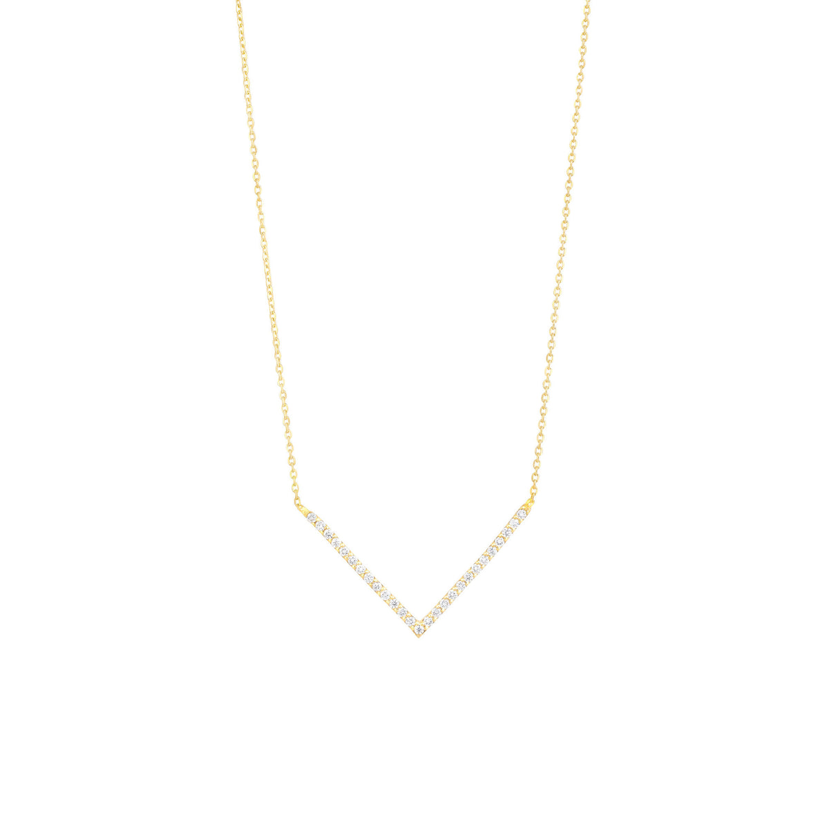 V 18K Gold Necklace w. Diamonds