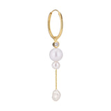 Dion Gold Plated Hoop w. Cubic Zirconia & Pearls
