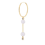 Dionyza Gold Plated Hoop w. Cubic Zirconia & Pearls