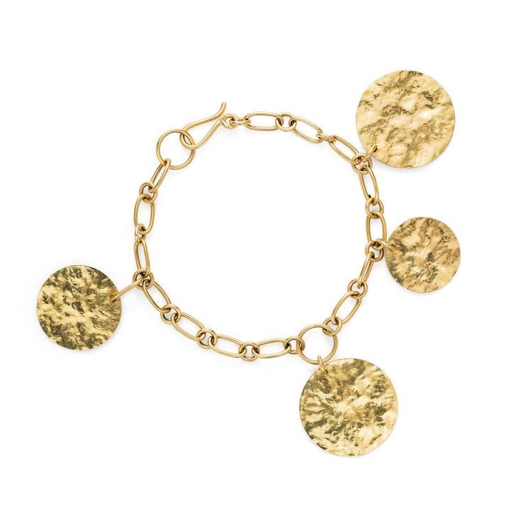 Sun Disc Charm 18K Gold Bracelet