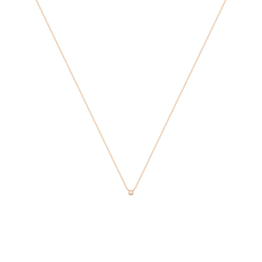 Dot 18K Rose Gold Necklace w. Diamond