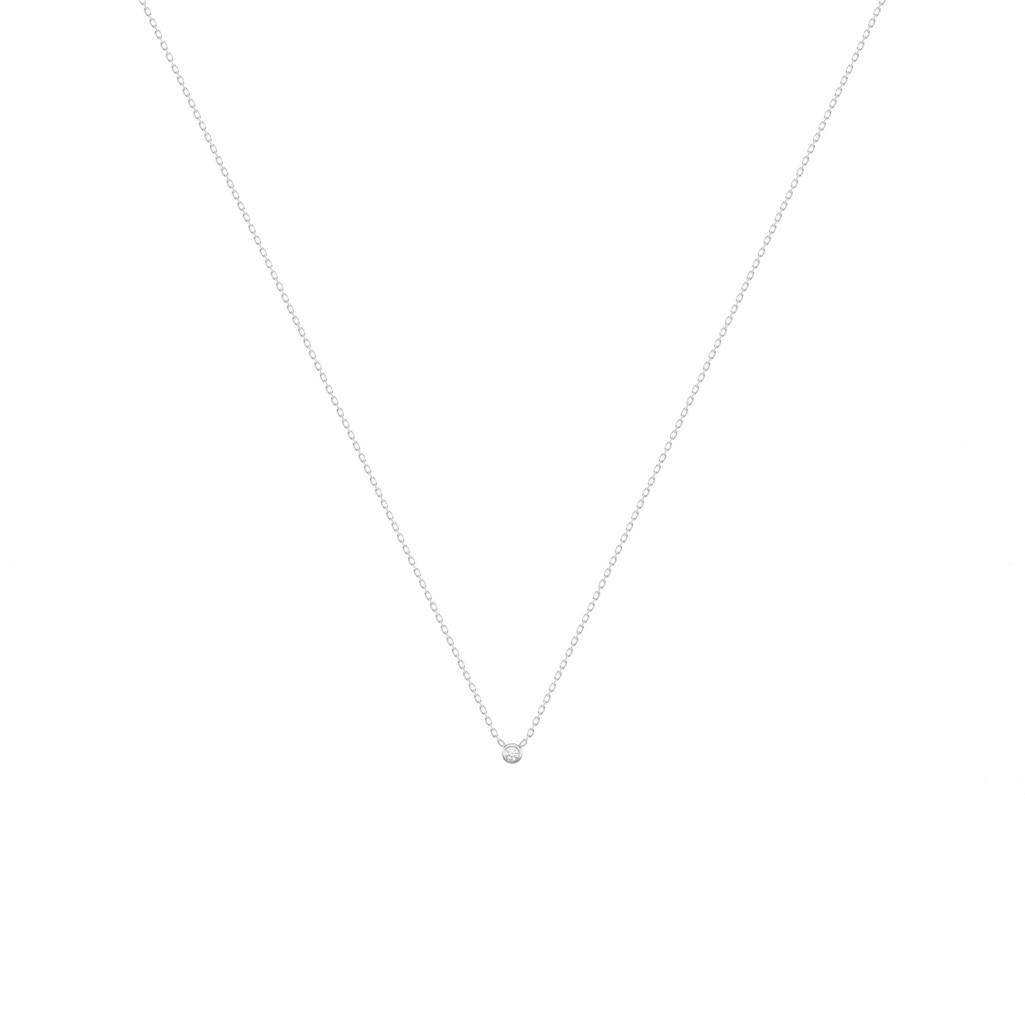 Dot 18K White Gold Necklace w. Diamond