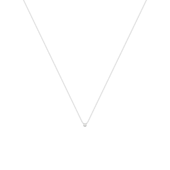 Punkt 18K Weißgold Halskette w. Diamant