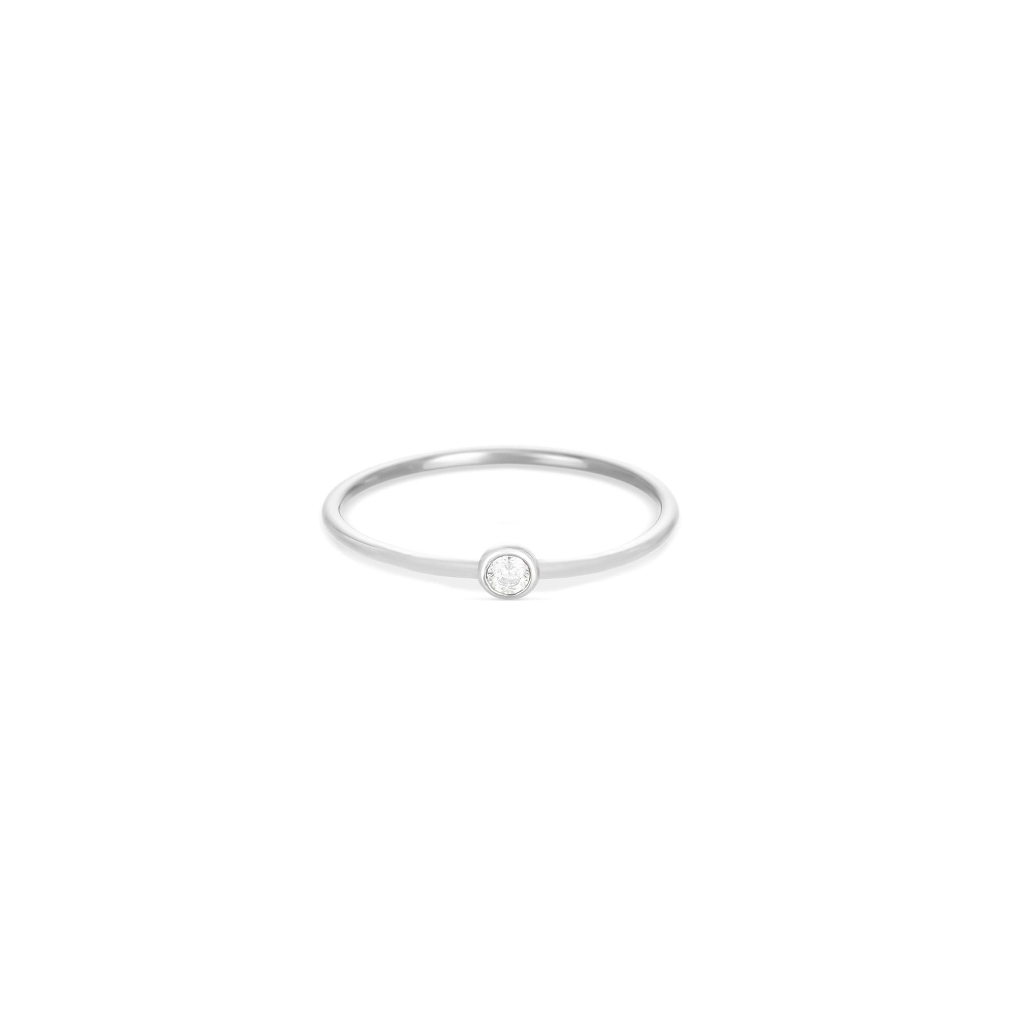 Punkt 18K Weißgoldring w. Diamant