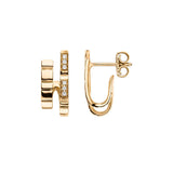 Double Loveline 18K Gold Hoops w. Diamonds