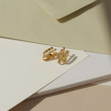 Double Loveline 18K Gold Hoops w. Diamonds