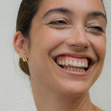 Double Loveline 18K Gold Hoops w. Diamonds