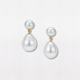 Pearl Double Drop 18K Gold Earrings