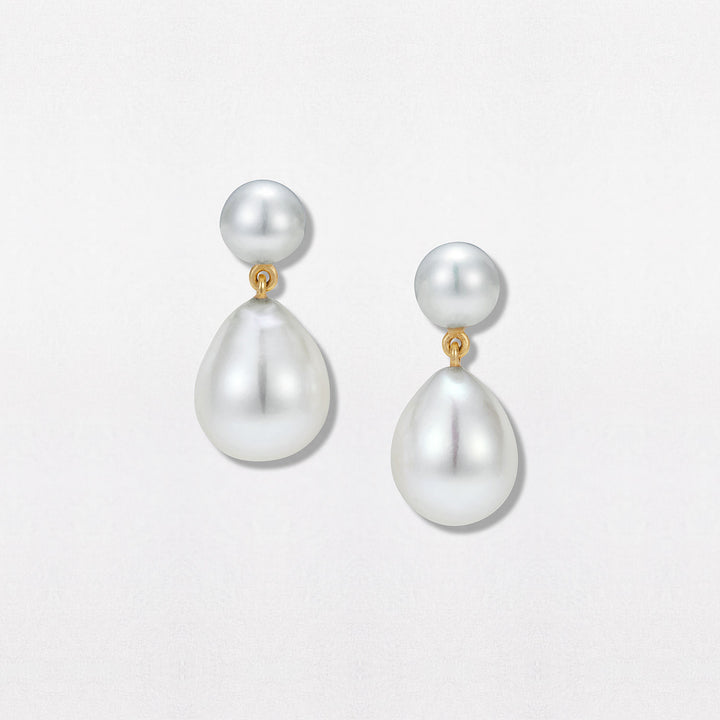 Pearl Double Drop 18K Gold Earrings