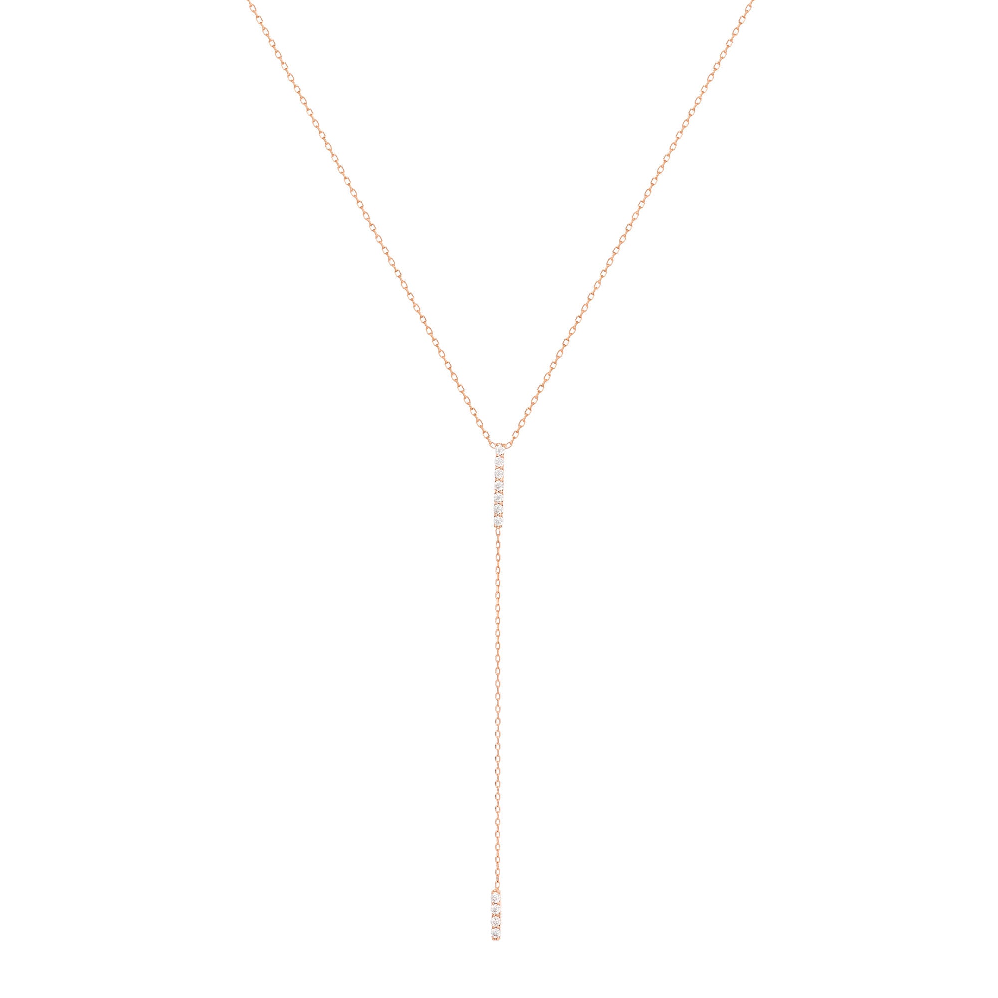 Dobbelt bar 18k rose Guld Halskæde m. Diamanter