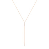 Double Bar 18K Rose Gold Necklace w. Diamonds