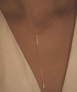 Double Bar 18K Rose Gold Necklace w. Diamonds